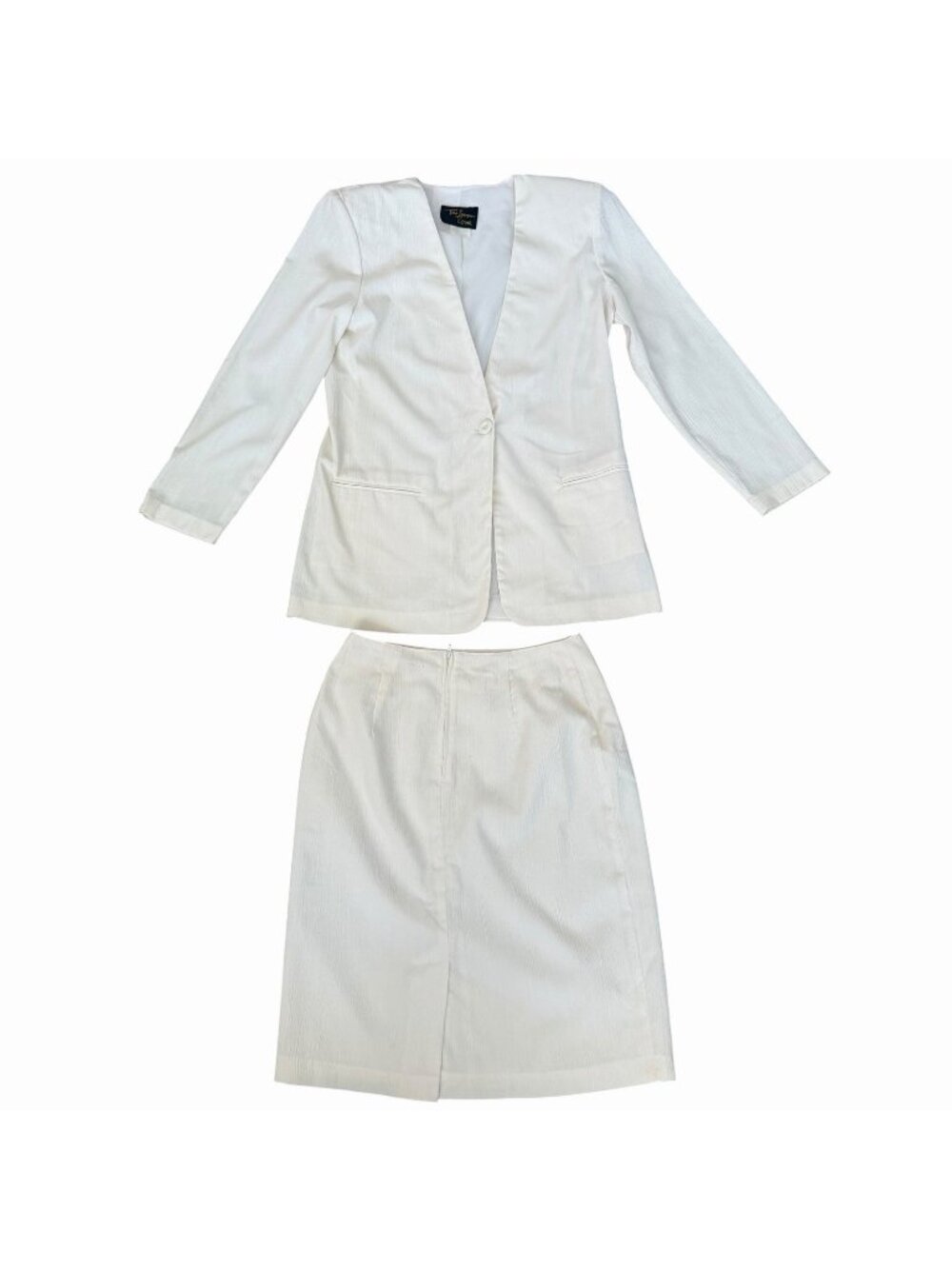 TONI GARMENT For CC Magic Women's Cream Ivory Blazer Skirt Suit Set VINTAGE